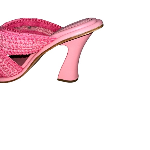 COACH Quintin Pink Cross Strap Crochet Slip On Sandals New - Picture 7 of 9